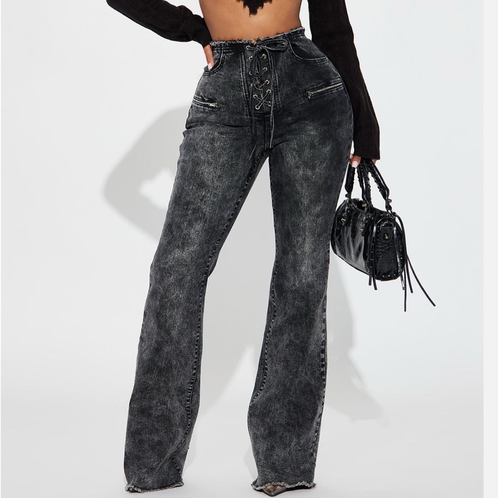 Fashion Nova Charcoal Flare Jeans